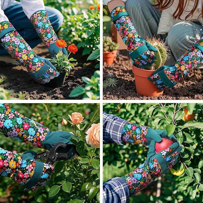 Trifabricy Gardening Gloves for Women - Long Garden Gloves with Grip Breathable, Thorn-Proof Puncture-Resistant Work Gloves