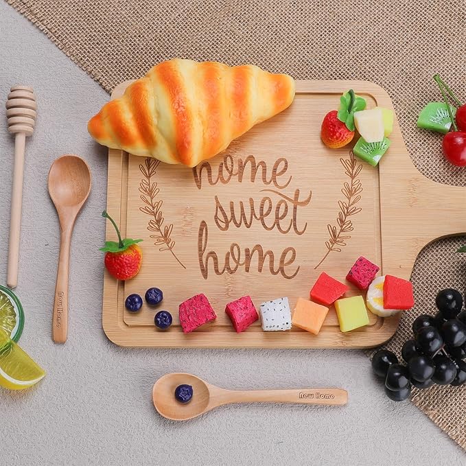 House Warming Gifts New Home,Housewarming Gift,New Home Gifts Ideas,Realtors Closing Gift for House Buyers,Home Sweet Home Bamboo Serving Board for Couple Women Men