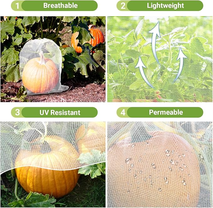 Mesh Fruit Tree Bags, 20 Pack 27 x 19 Inch Plants Protection Netting with Drawstring, Insect Bird Bug Barrier Net Cover for Garden Flower Bananas Vegetables Fruits Tree Shrub