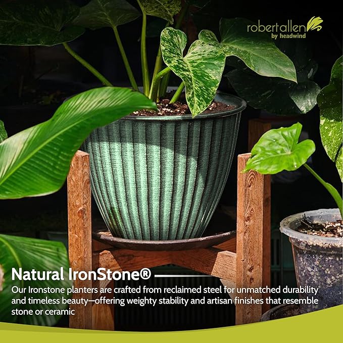Headwind Monroe Natural Ironstone Collection - 10 Inch Cirrus Light Gray Plant Pot – for Succulent Pots, Flower Pot, Planters for Indoor Plants & Outdoor Planter Pots for Plants by Robert Allen