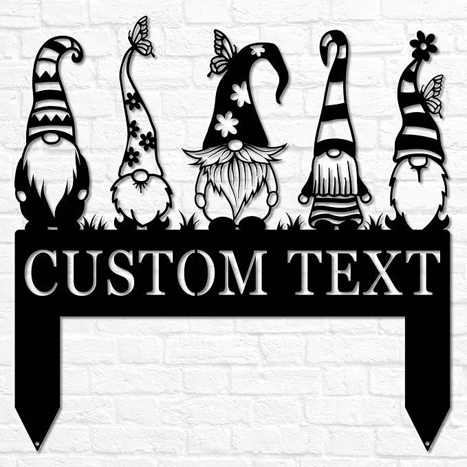 Garden Gnome Yard Stake | Custom Gnome Gifts | Christmas Gnome Stakes | Gnome Metal Art | Gnome Monogram | Yard Decor | Outdoor Lawn Decor