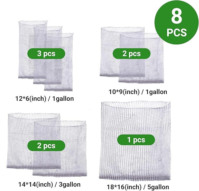 Pack 8 Root Guard Speed Baskets ,4 Size Gopher basket, Mole And Vole Mesh Wire Baskets for Plant Berries Vegetables Root Protection,Bulb Baskets For Planting (1 Gallon*5, 3 Gallon*2, 5 Gallon*1)