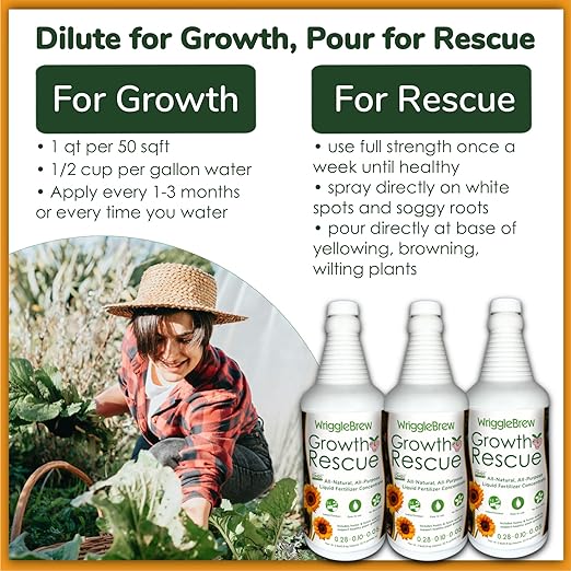 Wrigglebrew Organic Liquid Fertilizer Concentrate from Worm Castings. Non-toxic, All-Purpose, Plant Food for Gardens, Vegetables, Fruits, Houseplants, Seed Starters, and Ornamentals. (16 Fluid Ounces)
