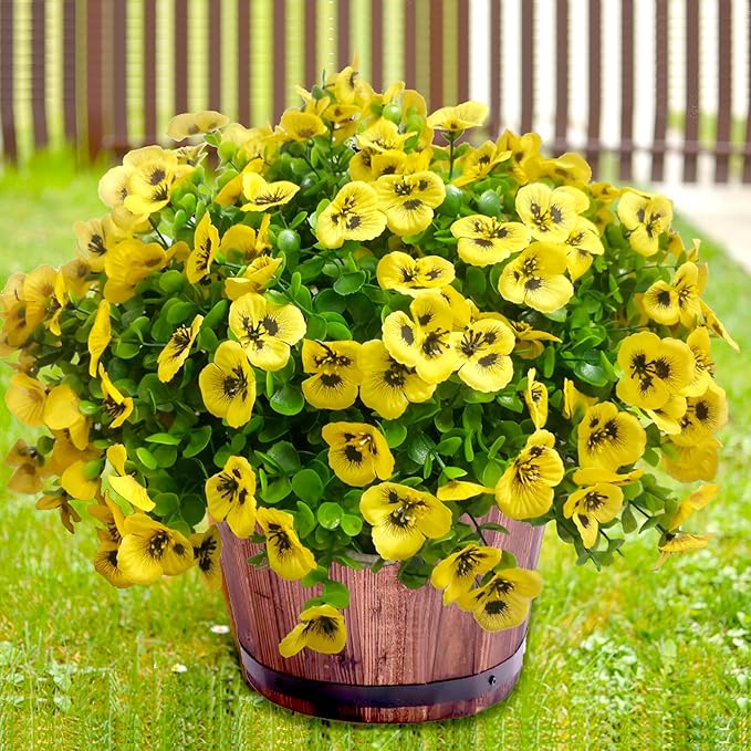 Thinktral Artificial Flowers for Outdoors Fake Plants, 12pcs Fake Flowers Artificial Plants Outdoor UV Resistant,Silk Faux Flowers Shrubs Greenery Plants for Porch Garden Patio Window Box Decor