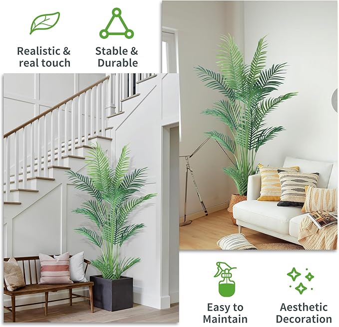 HAIHONG 4.5FT 2Packs Artificial Palm Tree,Faux Areca Palm Plant with Real Touch Leaves and Adjustable Branches,Fake Tropical Palm Tree for Home Office Indoor Outdoor Modern Decoration