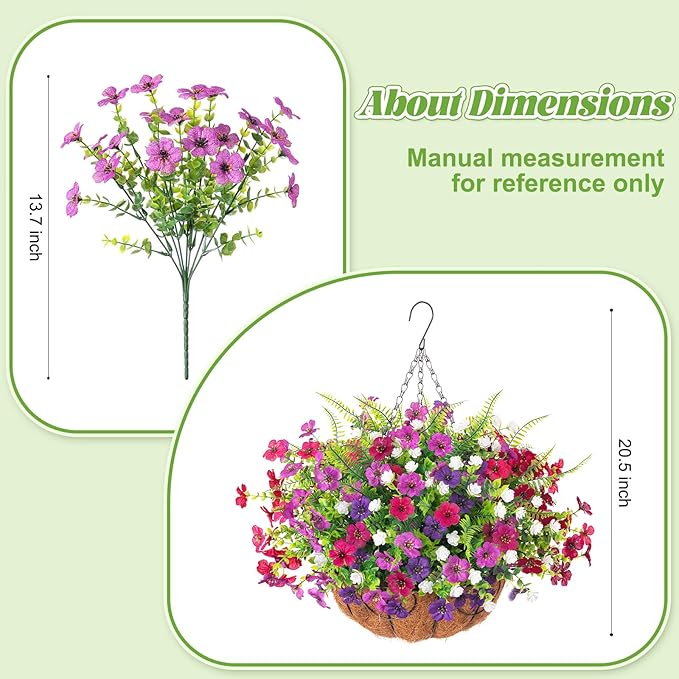 Artificial Fake Flowers Basket for Spring Outdoor Decor, Faux Mums Floral Hanging Plant for Summer Outside Decor, Silk Daisy with Eucalyptus Leaves for Home Patio Garden