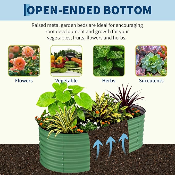 2 Pack Galvanized Raised Garden Beds - 6x3x2ft Planter Box for Vegetables, Flowers, Rust-Resistant Garden Box, Easy Assembly Raised Beds, Durable Planters for Outdoor Plants, Green