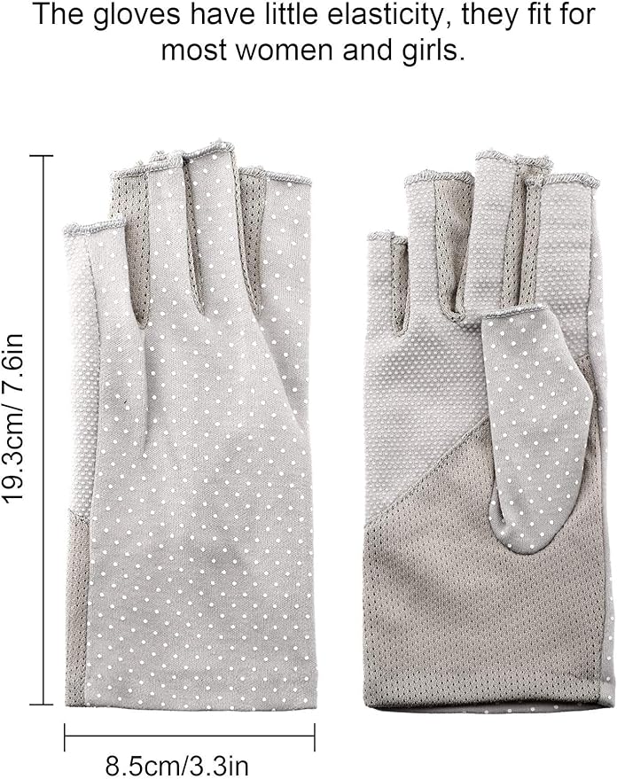 Maxdot Sun Gloves for Women UV Protection Fingerless Non Slip Sunscreen Driving Gloves for Summer Outdoor