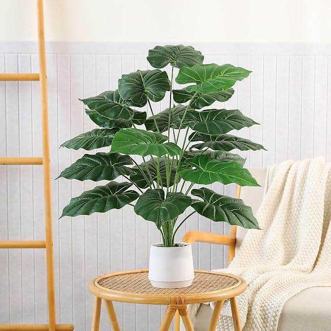 28'' Fake Plants Large Artificial Tropical Plants Indoor Tall Plant, with White Planter Ideal, for Home Living Rooms, Patios, Porches, Bathrooms, and Outdoor Decor