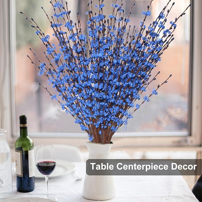 10 Pcs 29.5" Long Jasmine Artificial Blue Flowers Fake Jasmine Flowers Bouquet Stem for DIY Floral Art Plant Home Office Table Centerpieces Party Decorations