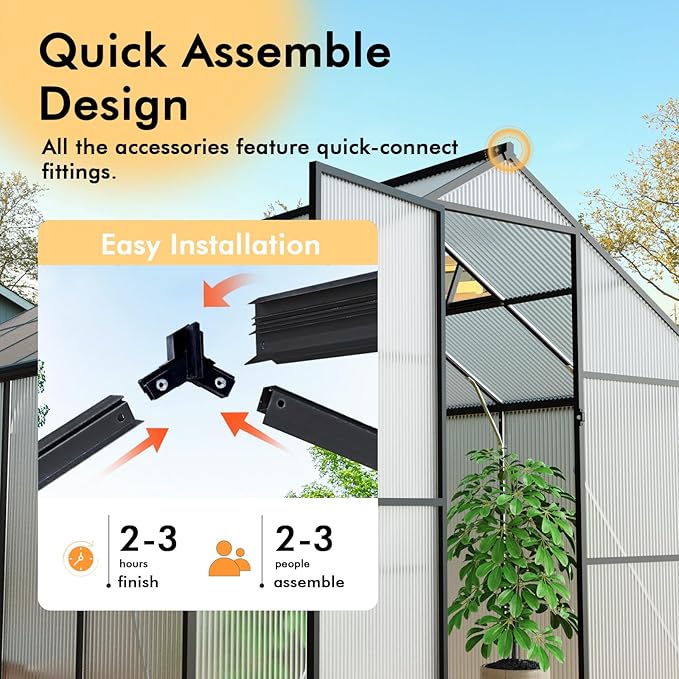 8×10FT Greenhouse for Outdoors, Large Walk in Greenhouse Kit and Garden Planting, Green Houses for Outside with Electronic Thermometers, Withstands Strong Wind or Snow to Protect Vegetables or Plants