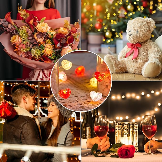 10.5ft Battery Operated Heart Fairy Lights with Remote