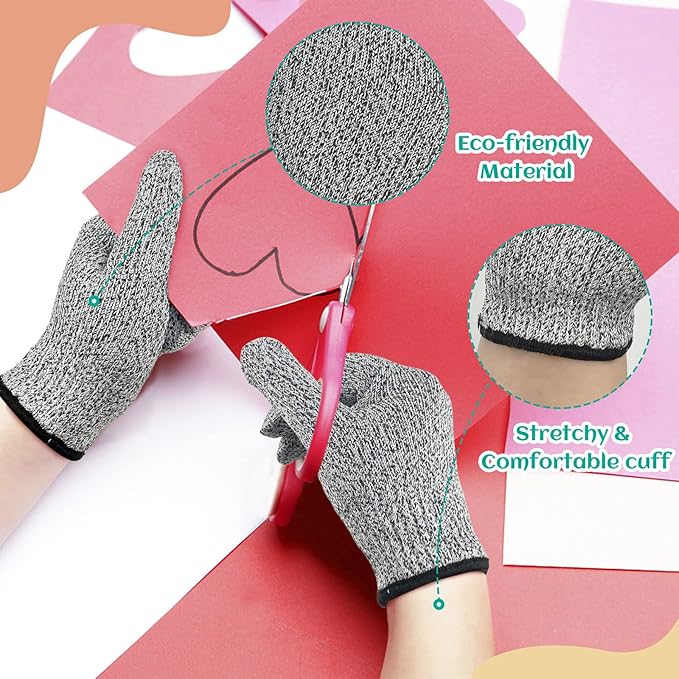 Evridwear Cut Resistant Gloves for Kids 4-6 Years, Level 5 Protection Cutting Gloves Food Grade for Cooking, Whittling, Wood Carving, Gardening and DIY