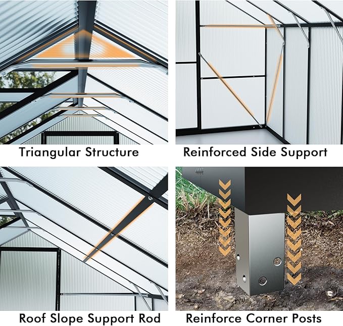8×10FT Greenhouse for Outdoors, Large Walk in Greenhouse Kit and Garden Planting, Green Houses for Outside with Electronic Thermometers, Withstands Strong Wind or Snow to Protect Vegetables or Plants