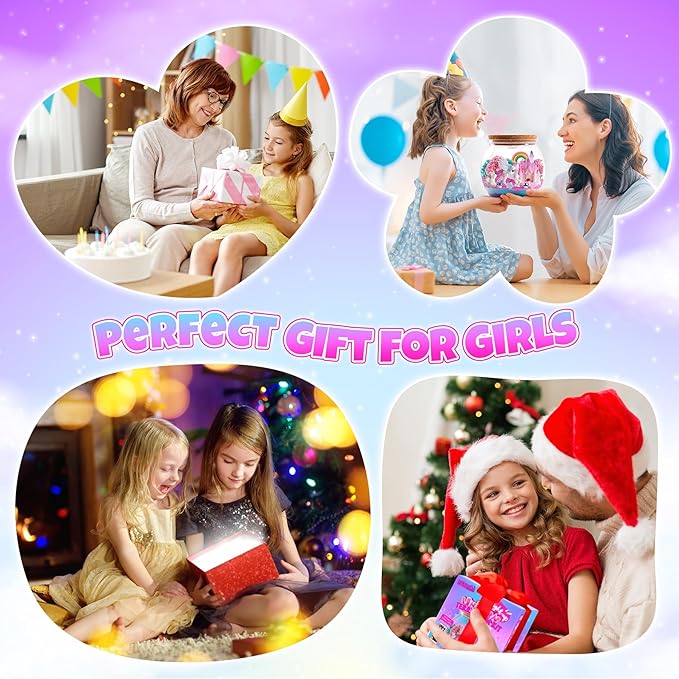 EVERICH TOY Unicorn Terrarium Kit for Girls, Light-Up DIY Craft Kit with LED Night Light, Arts & Crafts Gift for Girls Ages 4–12, Creative Unicorn Toys for Birthday Christmas Stocking Stuffers