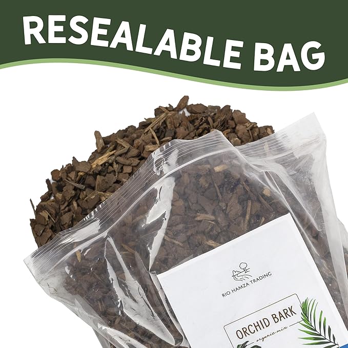 100% Organic Material All Natural Orchid Bark (8 Quarts), Long Lasting All Natural, High Flowering and Aeration for Orchid Plants, Vanda,Phalaenopsis, Cattleya and Houseplant Repotting