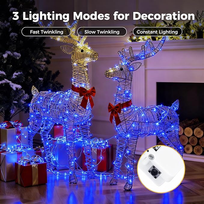 litogo 20 Pack 7FT 20 LED Fairy Lights Battery Operated, 3 Lighting Modes, Bulk Mini Twinkle String Lights Waterproof Silver Wire for Weddings Mason Jars Party Christmas Decorations-Blue