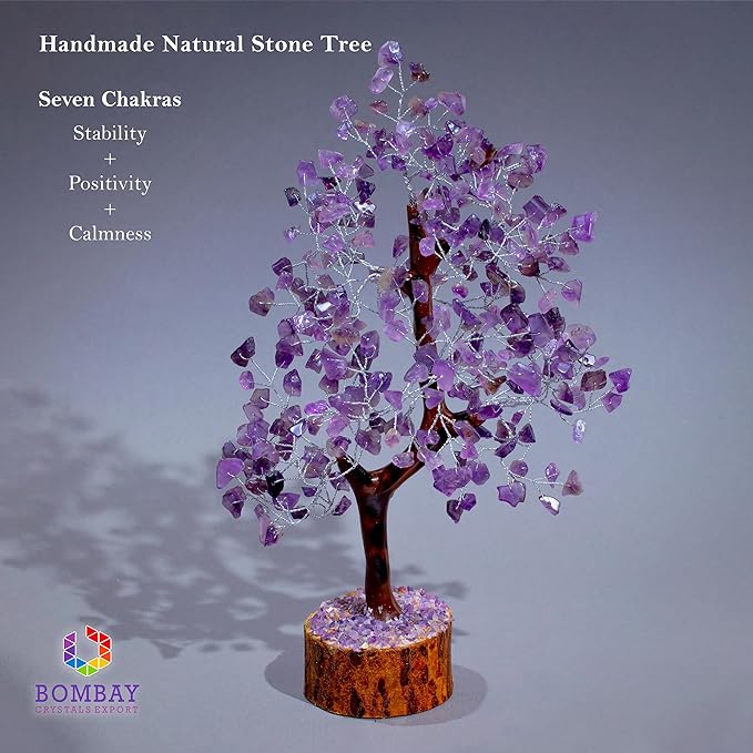 Amethyst Crystal of Life with Silver Wire, Feng Shui Gemstone Bonsai Chakra Tree for Healingof Life Decor, Spiritual Crystal Gifts for Women and Men, Moneyfor Meditation and Reiki