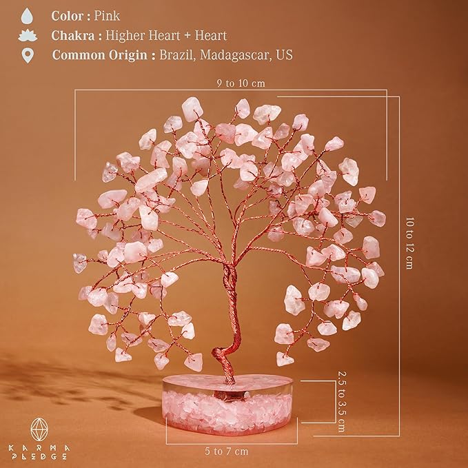 Rose Quartz Crystal Tree Gifts for Women, Handmade Chakra Healing Crystals Tree of Life for Positive Energy, Money, Good Luck, Home and Office Decor, Thoughtful Birthday Gifts for Mom