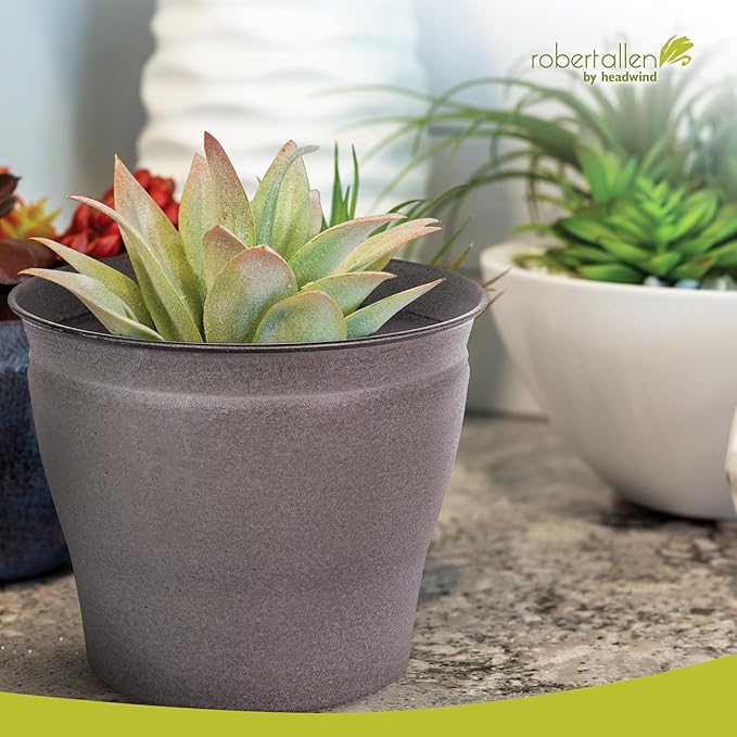 Headwind Natural Ironstone Timberline Collection - 8" Cappuccino Decorative Planter for Outdoor Pots for Plants – Modern Indoor Plant Pots, Large & Small Planters for Indoor Plants by Robert Allen