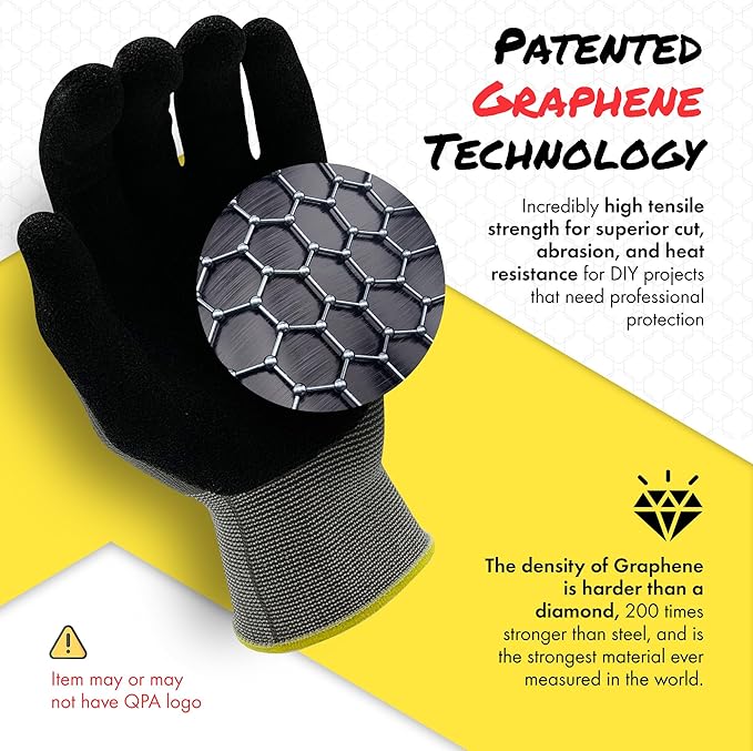 Quest Protective Apparel Cut Resistant Work Gloves (ANSI A1) – Lightweight Graphene Gloves for Gardening,DIY, Mechanical & General Handling – Breathable Grip Gloves for Men & Women – Medium, Pack of 1