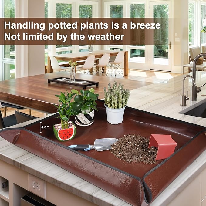 HNXTYAOB 39.5"x 31.5" Large Repotting Mat for House Plant Transplanting and Potting Soil Control Portable Gardening Tray Plant Gifts for Plant Lovers