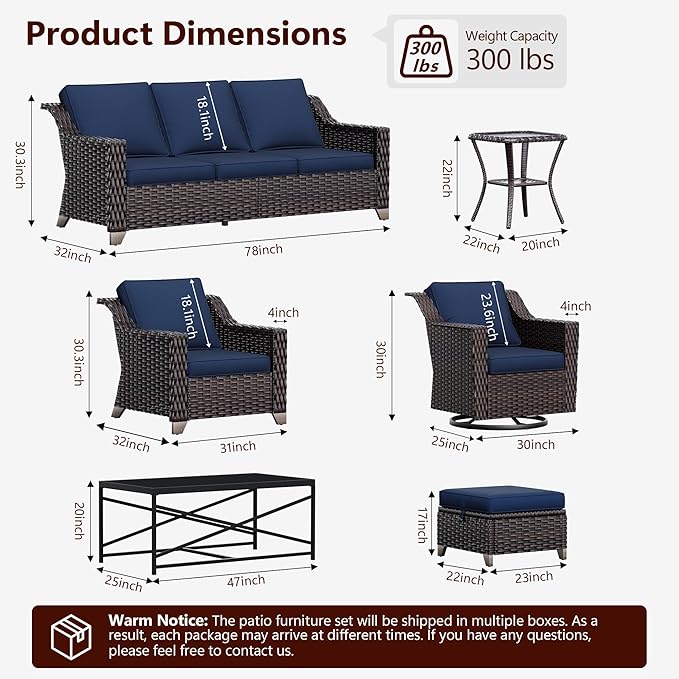 Outdoor Swivel Chairs Set of 2, Luxury Wicker Patio Chair with Wide Armrest, Thickened Cushions, Outdoor Rattan Furniture for Deck, Porch Use