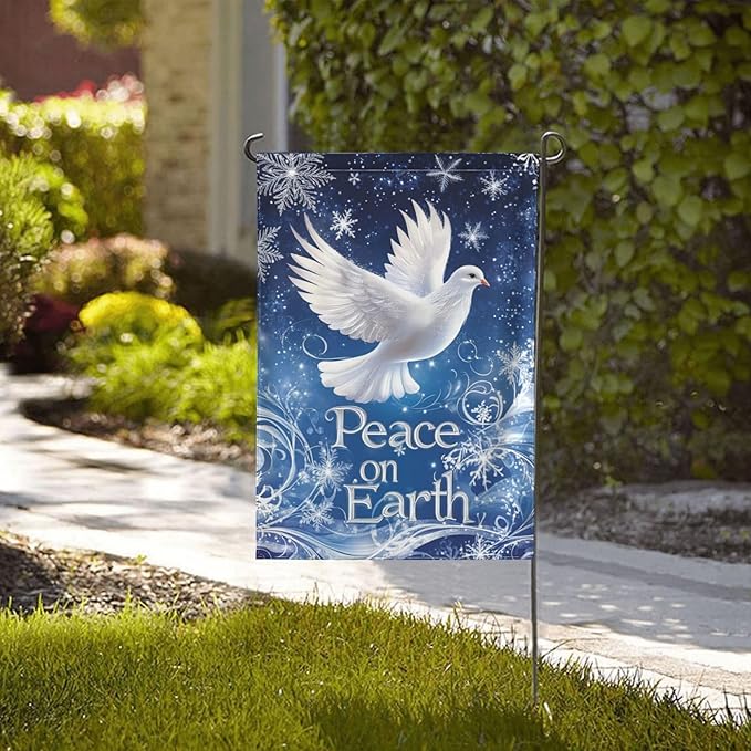 Snow And Dove Garden Flag 12x18 Inch Double Sided All-Weather Polyester Outdoor Flag For Patio Lawn Yard And Garden Welcome Decor