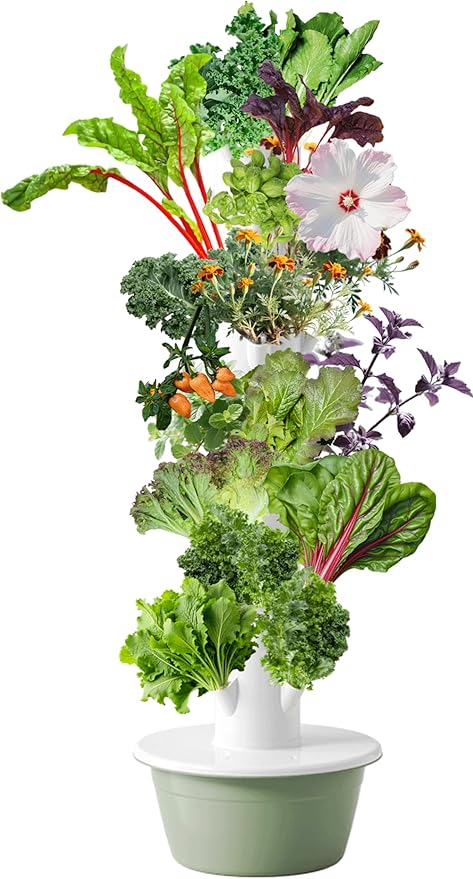5.25ft Tall Hydroponics Growing System Tower, 9 Layers 36 Plant Spots Hydroponics Growing System Kit Tower, Vertical Hydroponic Tower for Indoor & Outdoor, Space-Saving