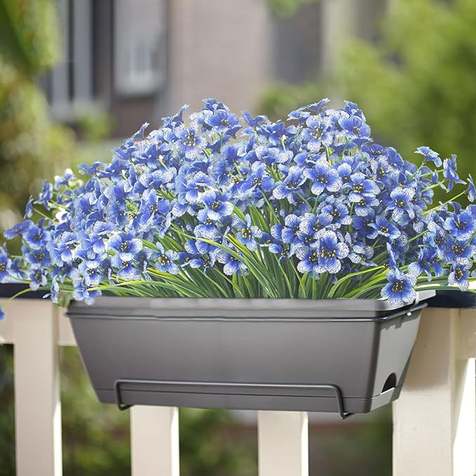 Grunyia 20 Bundles Artificial Flowers, Outdoor Indoor UV Resistant Fake Flowers No Fade Faux Plastic Plants Garden Porch Window Box Decoration