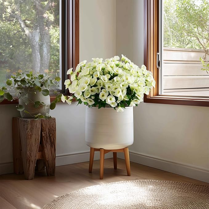 Artificial Morning Glory Flowers Plants for Outdoor 8 Pcs Faux Silk Petunias Flower Realistic Faux Flowers Plants for Outside Planter Porch Yard Patio Balcony Home Indoor Decor (8 Pcs Beige)