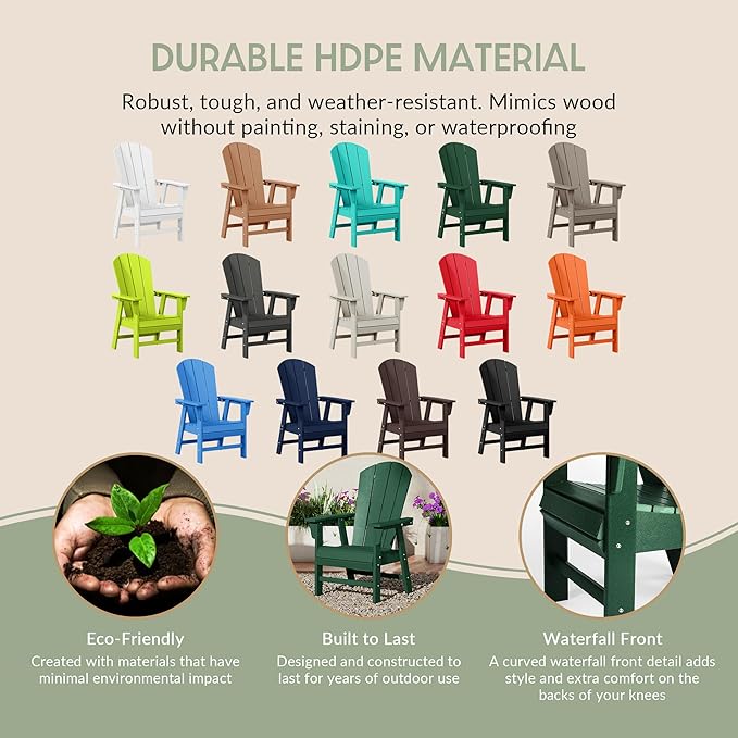 WestinTrends Malibu Malibu Outdoor Patio HDPE Plastic Adirondack Dining Chair Dark Green