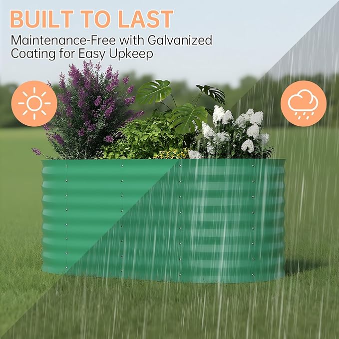 4x2x2 ft Galvanized Raised Garden Bed Outdoor, 24 in Tall Metal Planter Box for Flowers Herbs Vegetables, Rust-Resistant Raised Garden Beds for Gardening, Easy Assembly Outdoor Garden Box & Planters