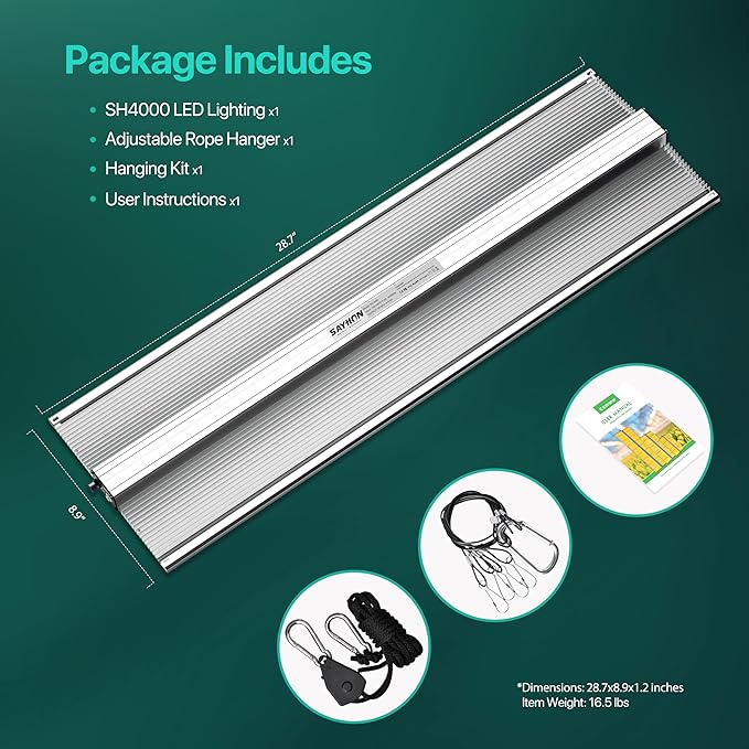 SAYHON 2026 Upgraded SH4000 Led Grow Light,Dimmable Full Spectrum LED Growing Lights with UV&IR Module for Indoor Plants Greenhouse Increase Yield & Crop Quality, Plant Growing Lamps,for 5x6 tentt