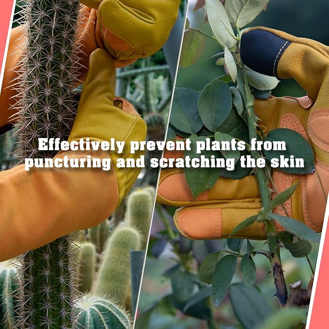 SLARMOR Long-Gardening-Gloves for Women/Men - Thorn Proof Rose Pruning Gloves Heavy Duty Gauntlet, Best Garden Gifts for Gardener-S