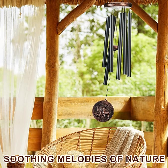 Gabzart Wind Chimes for Outside, Vintage Deer Deep Tone Wind Chime Outdoor Clearance, Patio Porch Balcony Decoration, Garden Hanging Decor Gifts for Women Mom Grandma (34" Deer)