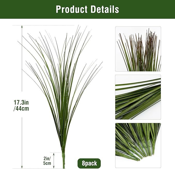 Uqueeten 8PCS 17.3" Fake Plants Artificial Wheat Grass Greenery Plastic Plants Fake Grass Artificial Plants for Outdoor Decor Artificial Flower with Greenery Stems for Indoor Home Decoration