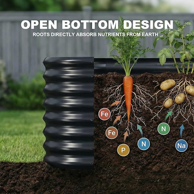 AHEONLAR 2 Pack 4×2×2ft Galvanized Raised Garden Beds Outdoor, Oval Sturdy and Durable Planter Boxes for Vegetables, Fruits, Flowers and Plants, Easy Assembly, Grey