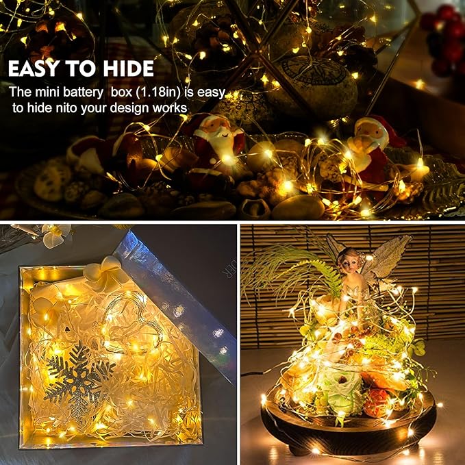 AIKEI 6 Pack LED Fairy Lights Battery Operated, Twinkle String Lights Waterproof 7 Feet 20 Led Firefly Starry Lamps for Wedding Party Bedroom Garden Halloween Christmas Decoration Warm White