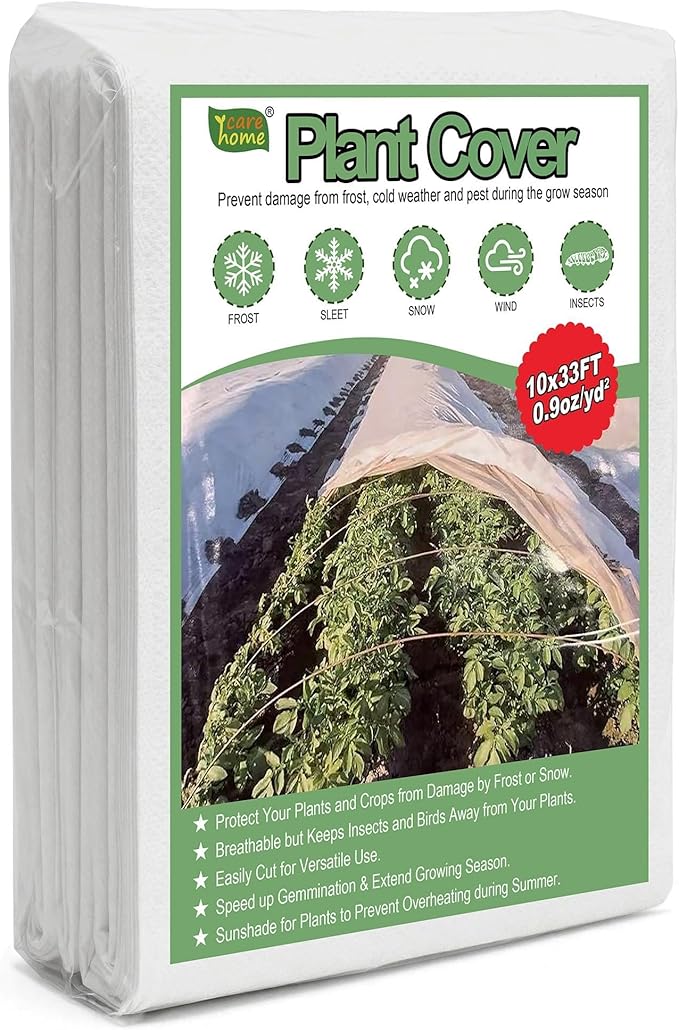 eisoco Plant Covers Freeze Protection, 10x33FT 0.9oz/yd² Winter Floating Row Covers, Frost Cloth Blanket Shade Cloth Garden Fabric Plant Cover for Raised Beds Vegetables Insect Winter Frost