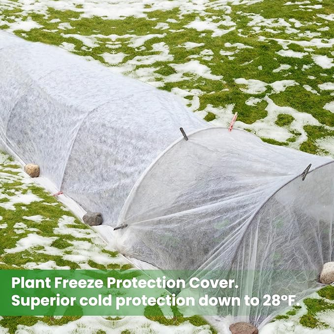 QZXALGS Plant Covers Freeze Protection, 10ft x 33ft Winter Frost Cloth Blankets for Outdoor Plants, 1.05oz/yd² Floating Row Cover Frost Protection for Gardens, Vegetables, Tree, Snow