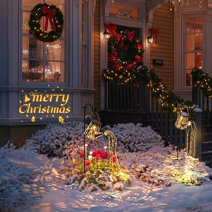 PATIOPIA Solar Lights Outdoor Garden Decor, Large Lanterns Watering Can Lights Gardening Gifts for Mom Women Grandma Birthday, Hanging Lights Outdoor Decoration for Yard Porch Patio Backyard