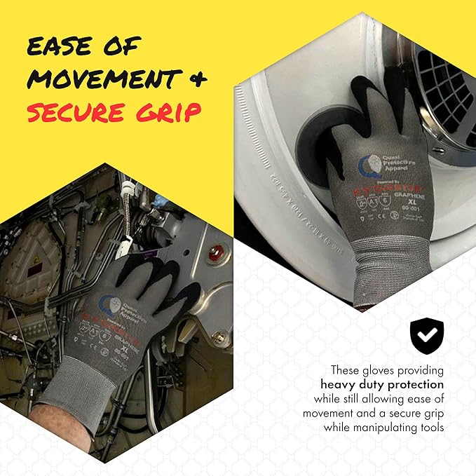 Quest Protective Apparel Cut Resistant Work Gloves (ANSI A1) – Lightweight Graphene Gloves for Gardening,DIY,Mechanical & General Handling – Breathable Grip Gloves for Men & Women – X-Large, Pack of 1