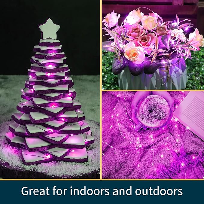 6 Pack Pink Valentine's Day Led Fairy Lights Battery Operated, Valentines String Lights Waterproof Silver Wire 7 Feet 20 Led Firefly Starry Moon Lights for DIY Wedding Galentine's Day Party Bedroom