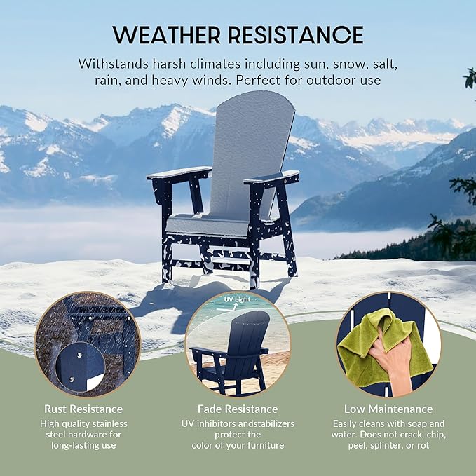 WestinTrends Malibu Malibu Outdoor Patio HDPE Plastic Adirondack Dining Chair Navy Blue