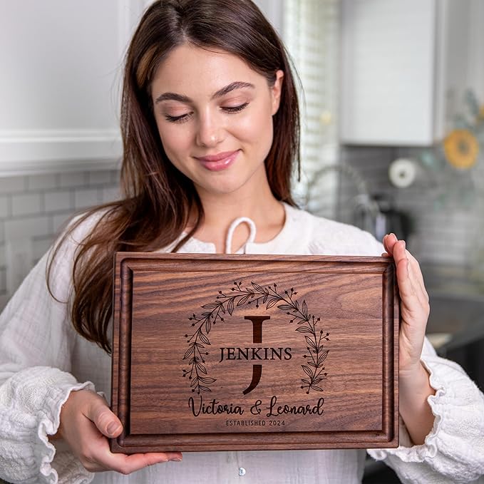Crafted Custom Cutting Board - Personalized Christmas Gifts - Personalized Cutting Board - Engraved Charcuterie Board - Wedding Gift for Couple, Bride, Bridal Shower, Anniversary, Housewarming