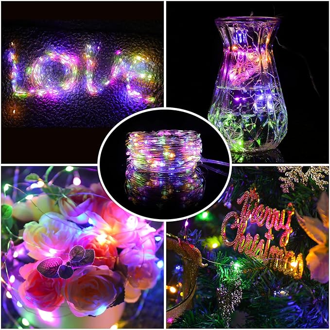 Mandiq 2 Pack Fairy Lights - 100 LED, 33 FT USB Powered Silver Wire String Lights with Remote Control