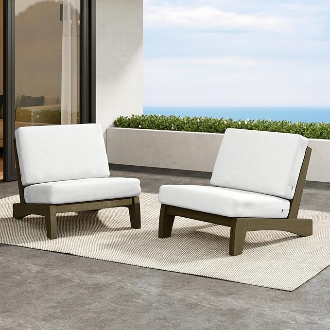 Outdoor Wood Bistro Set, Wooden Conversation Patio Table and Chairs Furniture Set for Porch Balcony Deck Backyard