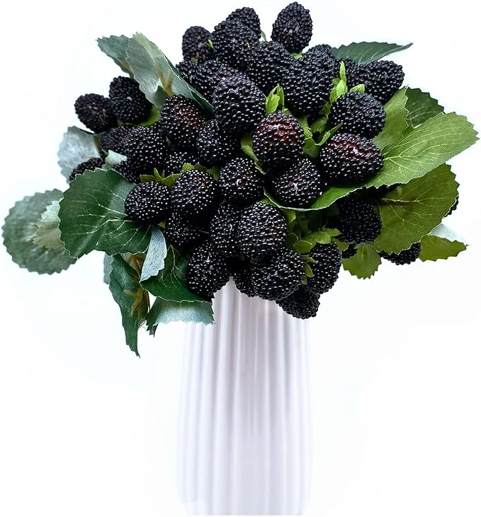 M2cbridge Artificial Raspberry Red Berry Strawberry Faux Fruit BlackBerry Props Table Decoration (Black,8PCS)