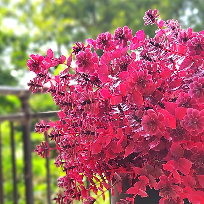 Grunyia Artificial Mums Flowers Outdoor Plastic Plants - 12 Bundles Outside Face Fake Fall Flowers Greenery UV Resistant No Fade Faux Shrubs Home Garden Porch Patio Office Thanksgiving